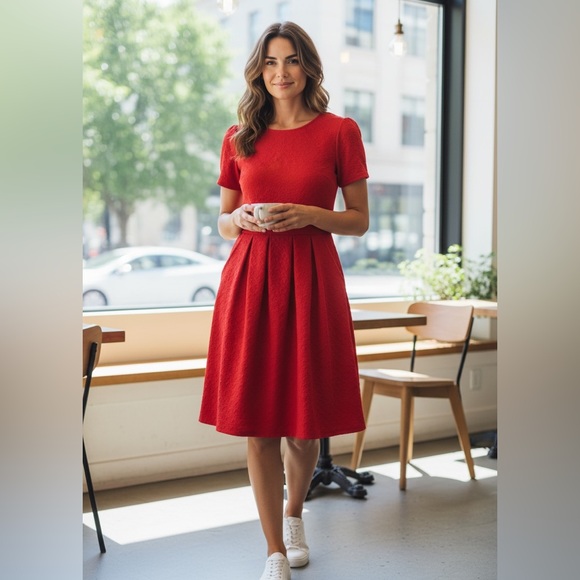 Draper James Dresses & Skirts - Draper James Red Heart Print Fit & Flare Mini Dress Pockets Medium